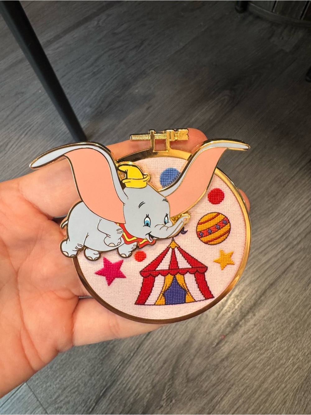Dumbo Disney Classics in Cross Stitch Pin - Pink A La Mode PALM Monogram LE 500